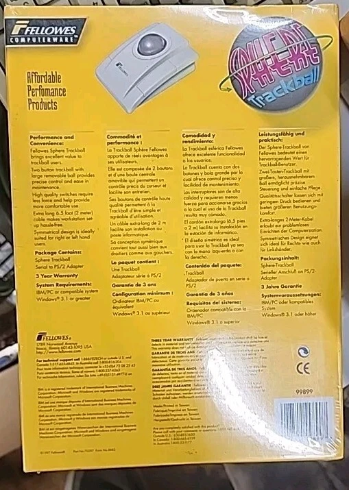 Fellowes Serial Sphere Trackball-BRAND NEW! Sealed PS2 - Image 2 of 3