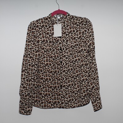 Miss Floral Damenbluse Leopardenmuster Langarmshirt Oberteil Größe S neu mit Etikett