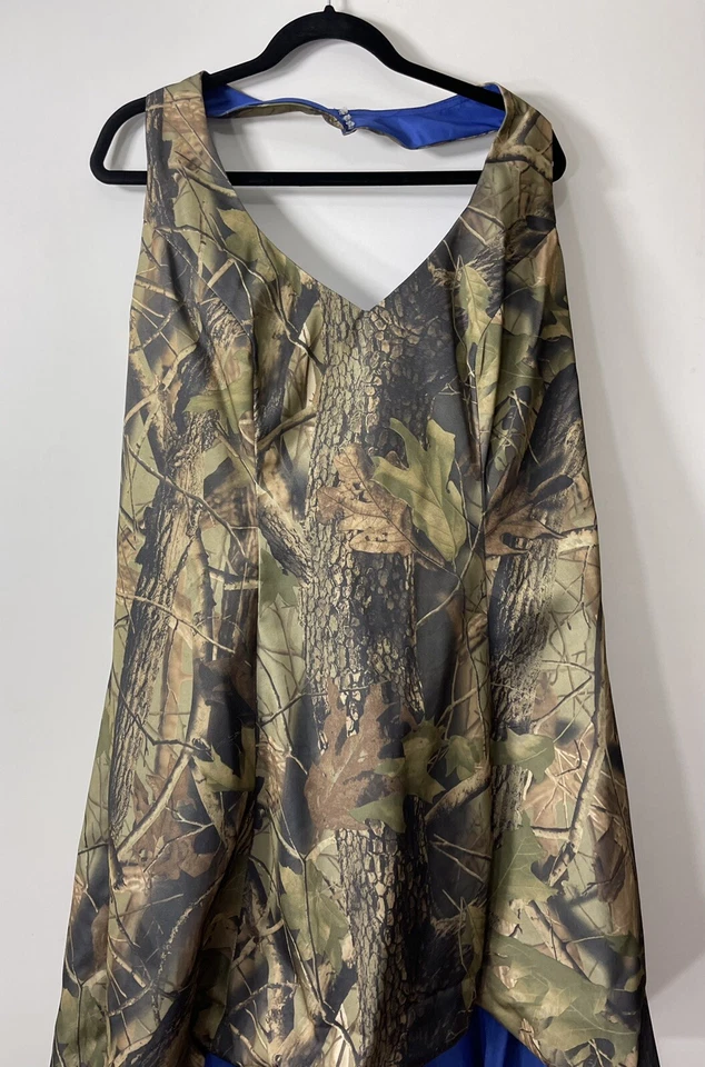 Moda Mujer Talla Grande 20 Camuflaje Azul Camuflaje Halter Alto Bajo Vestido Formal Foto 2 de 4