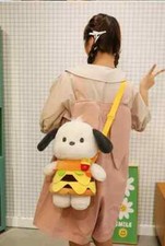 Cute Pochacco Hamburger Plush Doll Backpack Women Girls Shoulder Bag Doll Gift
