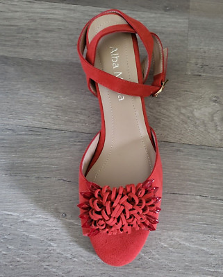 ALBA MODA Sandalen Leder Samt und Nubuk rot Absatz 7 cm Größe 41