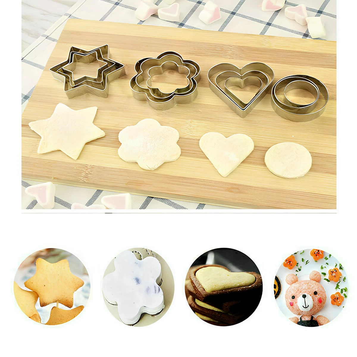 12 Ausstecher Set Edelstahl Keksform Gebäck Backen Kuchen Mini Metall