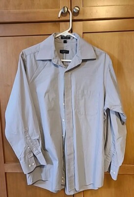 Regis*Men's Gray Button Down Long Sleeve Shirt Fine Cotton Size 15 1/2 32/33  