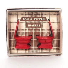 Vintage Red Plastic Toilet Salt and Pepper Shakers 1948 H. Fishlove & Co.