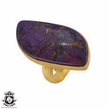 Size 8.5 - Size 10 Adjustable Purple Turquoise 24K Gold Plated Ring GPR537