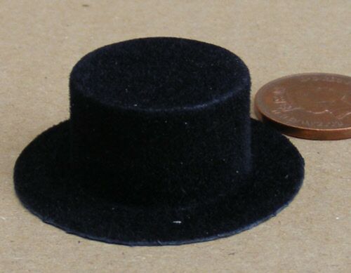 Black Cordoba Top  Hat Tumdee 1:12 Scale Dolls House Miniature Clothing 298 - 第 1/1 張圖片