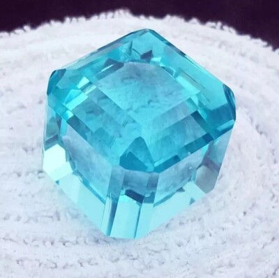 Blue Topaz Cube Cut Natural 99-100 Ct Brazilian EGL Certified Loose Gemstone