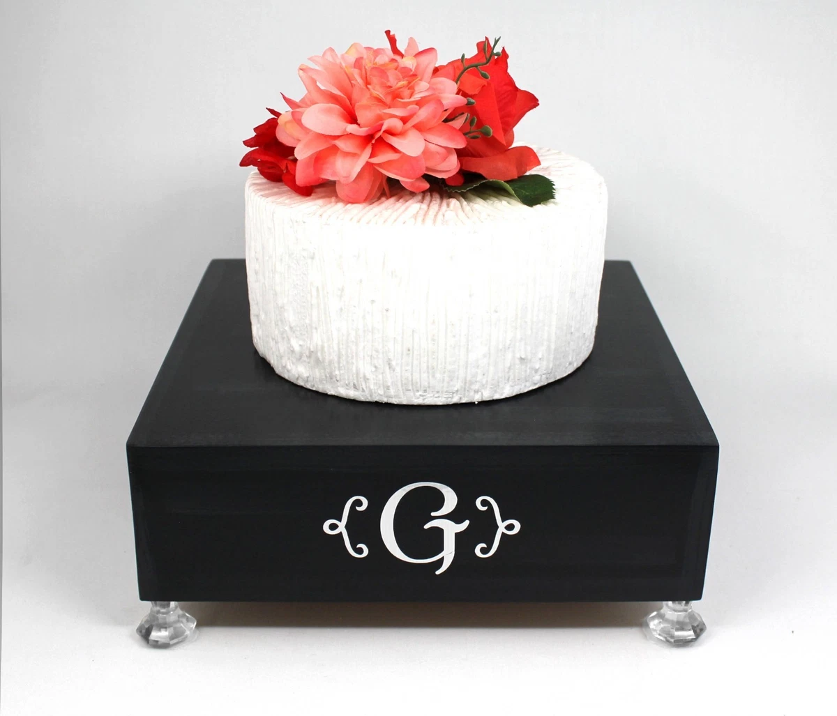 Black Cake Stand Box Black Silver Cake Stand Personalized Custom Initial