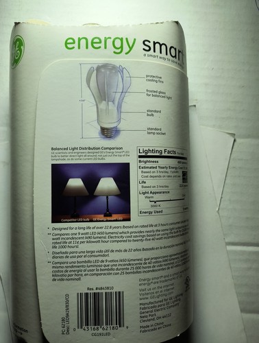 GE Energy Smart 9W=40W LED Bulb 450 Lumens - 3000K - NEW IN BOX - Picture 7 of 7