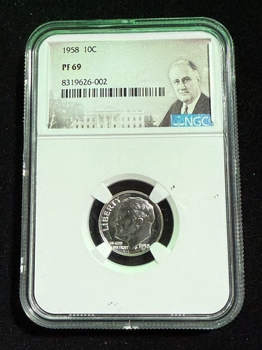 1958 ROOSEVELT DIME NGC PF 69