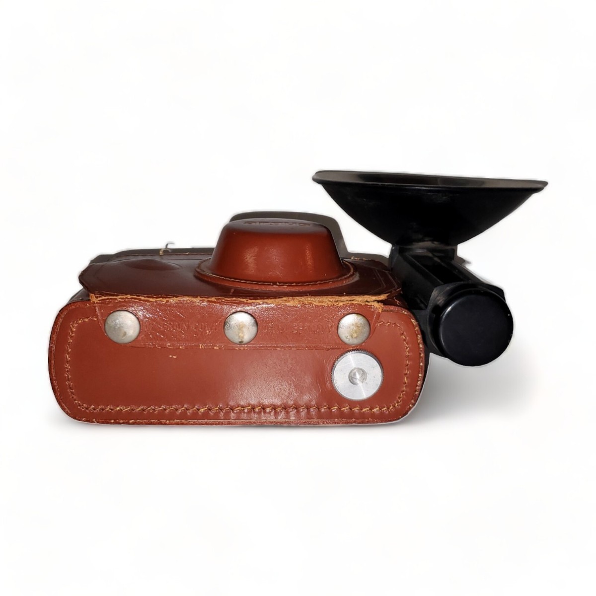 Vintage Argus C3 Camera with 2-Prong Flash Attachment and Leather
