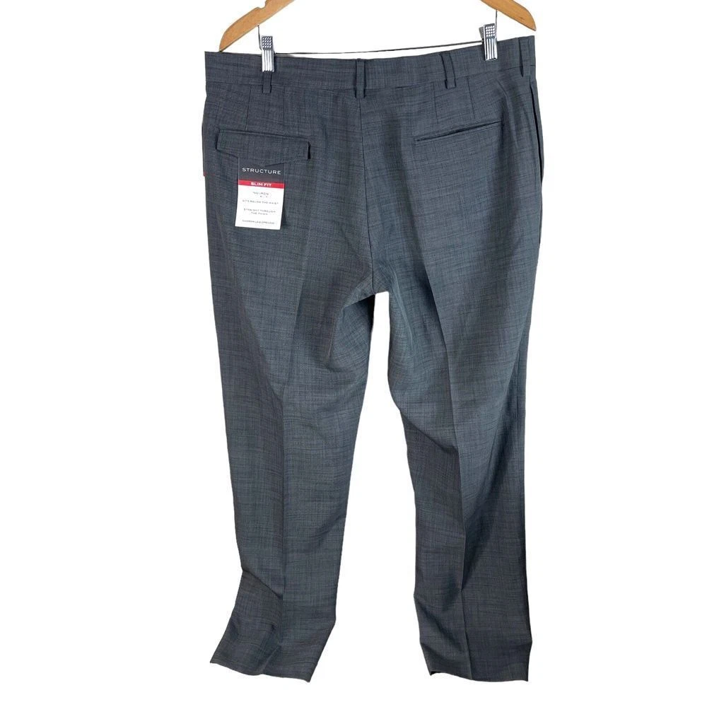 VETEMENTS Pantalone elegante uomo slim fit struttura NUOVA tinta unita grigio poliestere elasticizzato