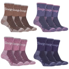 JEEP - 3 Pack Cotton Outdoor Walking Hiking Boot Socks for Ladies / Womens