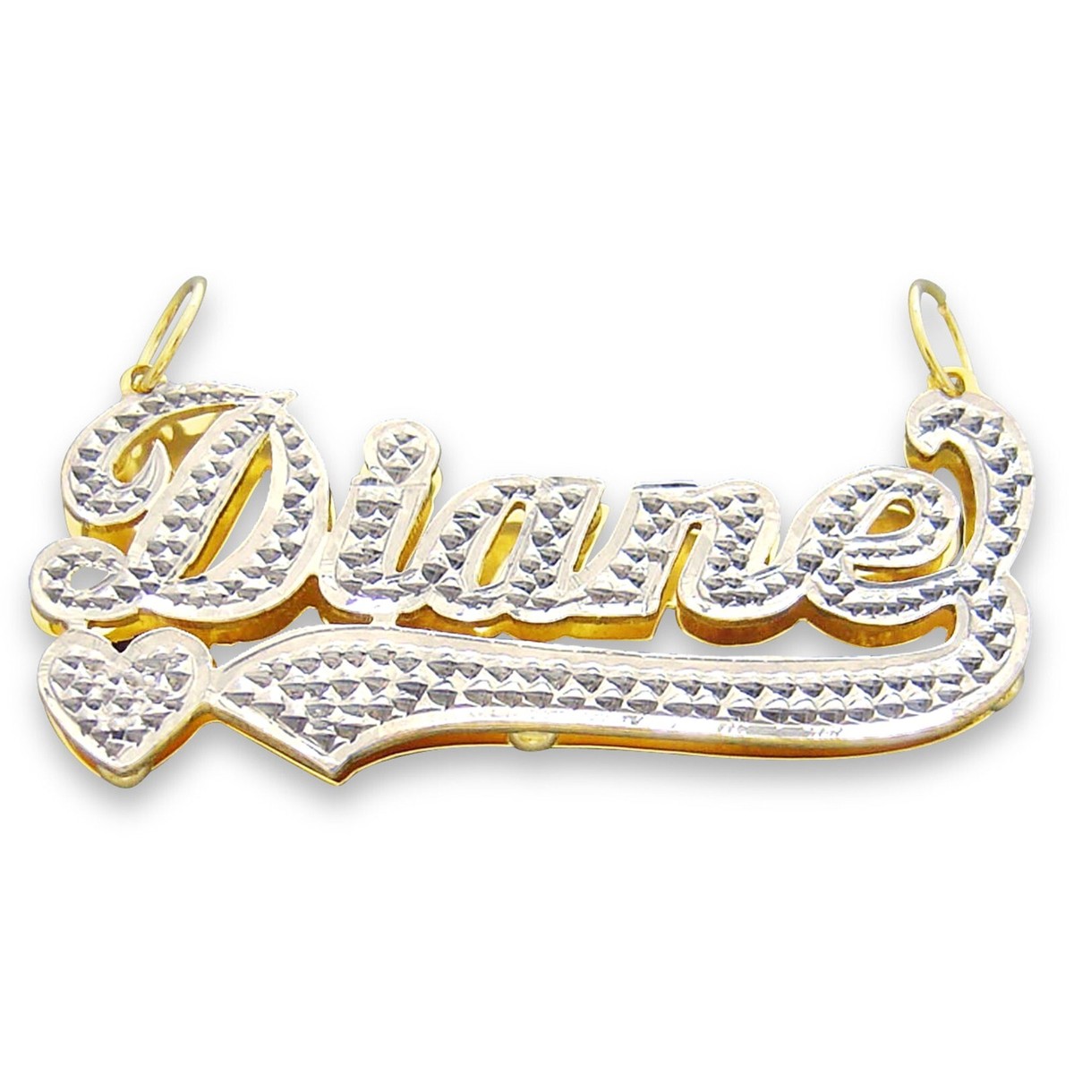 14K Gold Personalized 3D Double Plate Iced Out Name Pendant