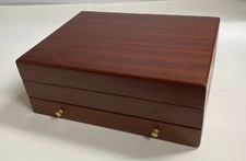 Rosewood Wooden Jewelry Box Drawer White Velvet Inlay 12”X9.25”X4.75