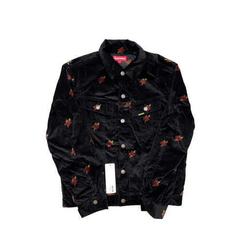 Supreme Velvet Trucker Jacket Black 