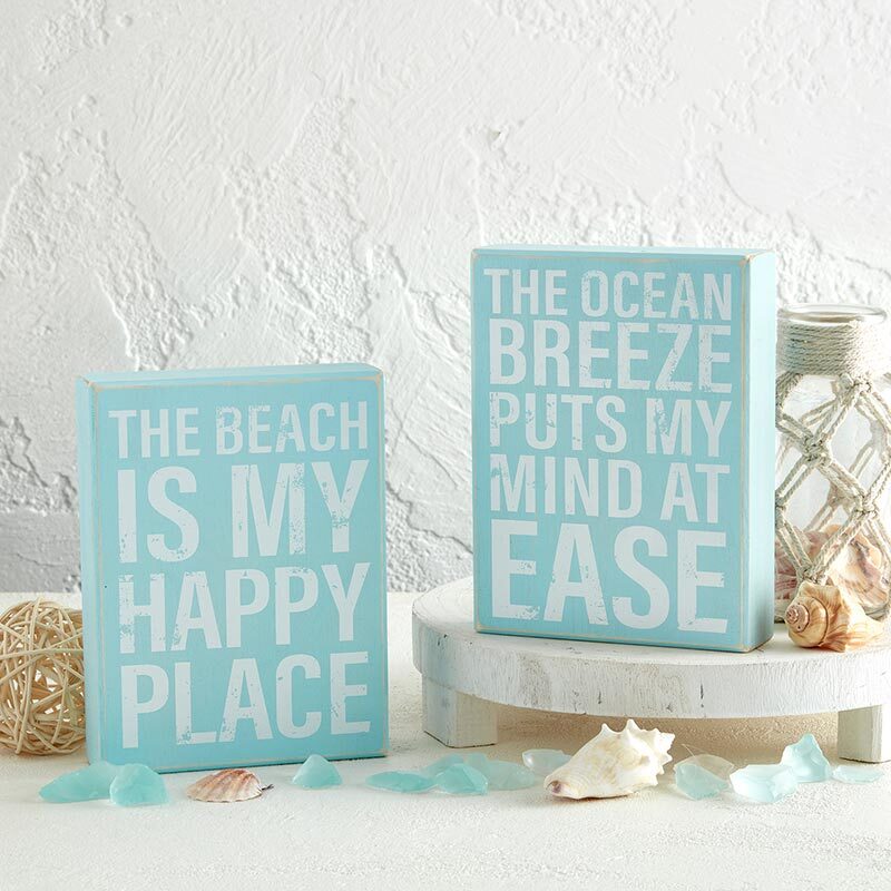 Decorative Wood Box Sign Wood Quote Boxes 6in W x 8in H Happy Place Pack of 2