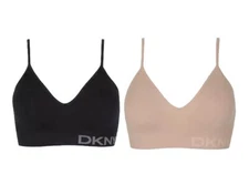New DKNY Ladies’ 2pk Seamless Bra Large L (36-38 C/D) Black Sand