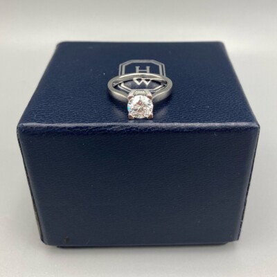 Harry Winston 1.10 carat E-VVS2 Center Stone HW Diamond Logo Ring 