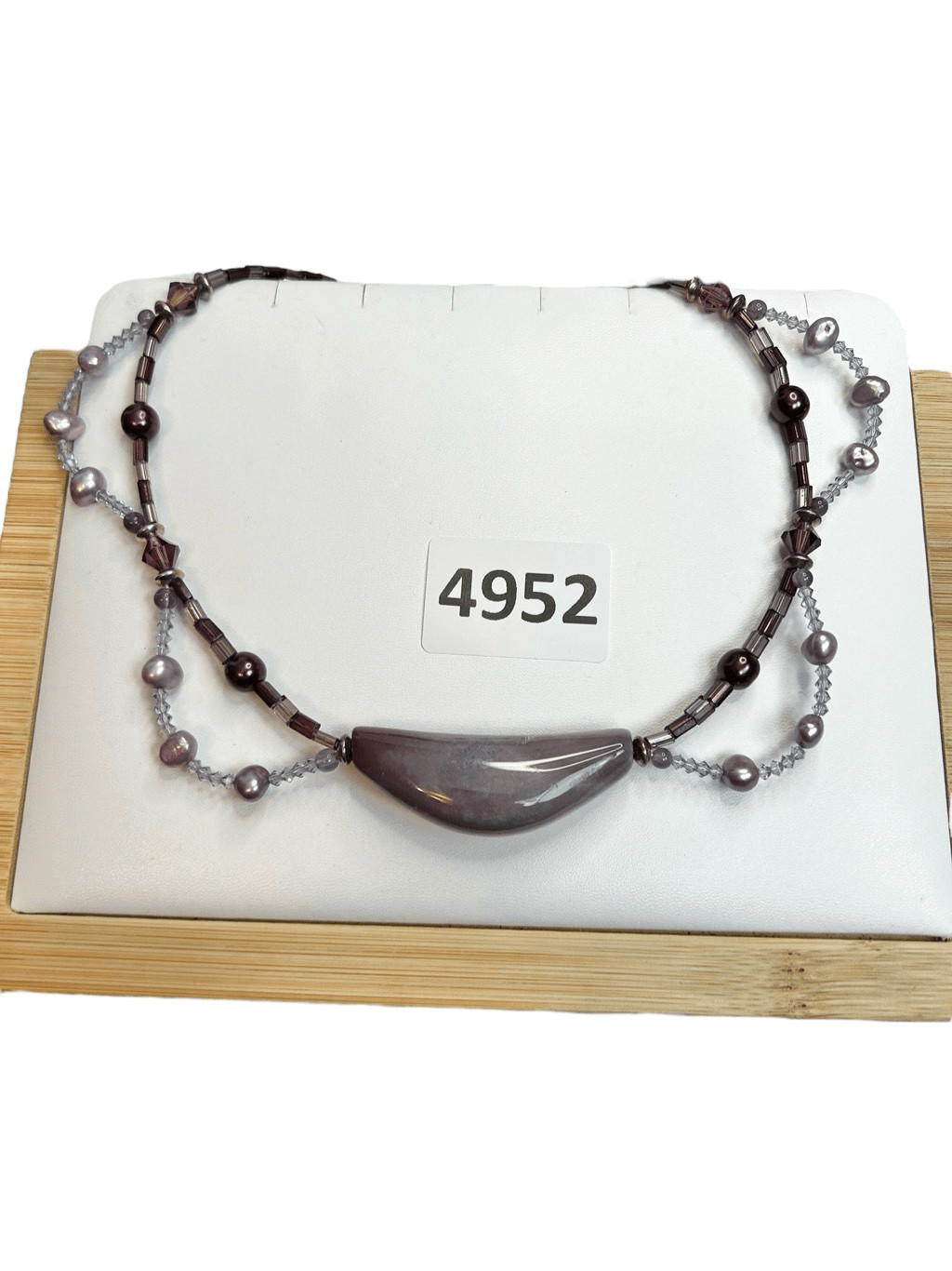 Lavender stone beaded statement necklace - image 2