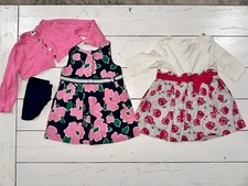 Girls 12-18 M Janie And Jack Lot 2 Dresses Pink Blue Cardigan Sweater Floral
