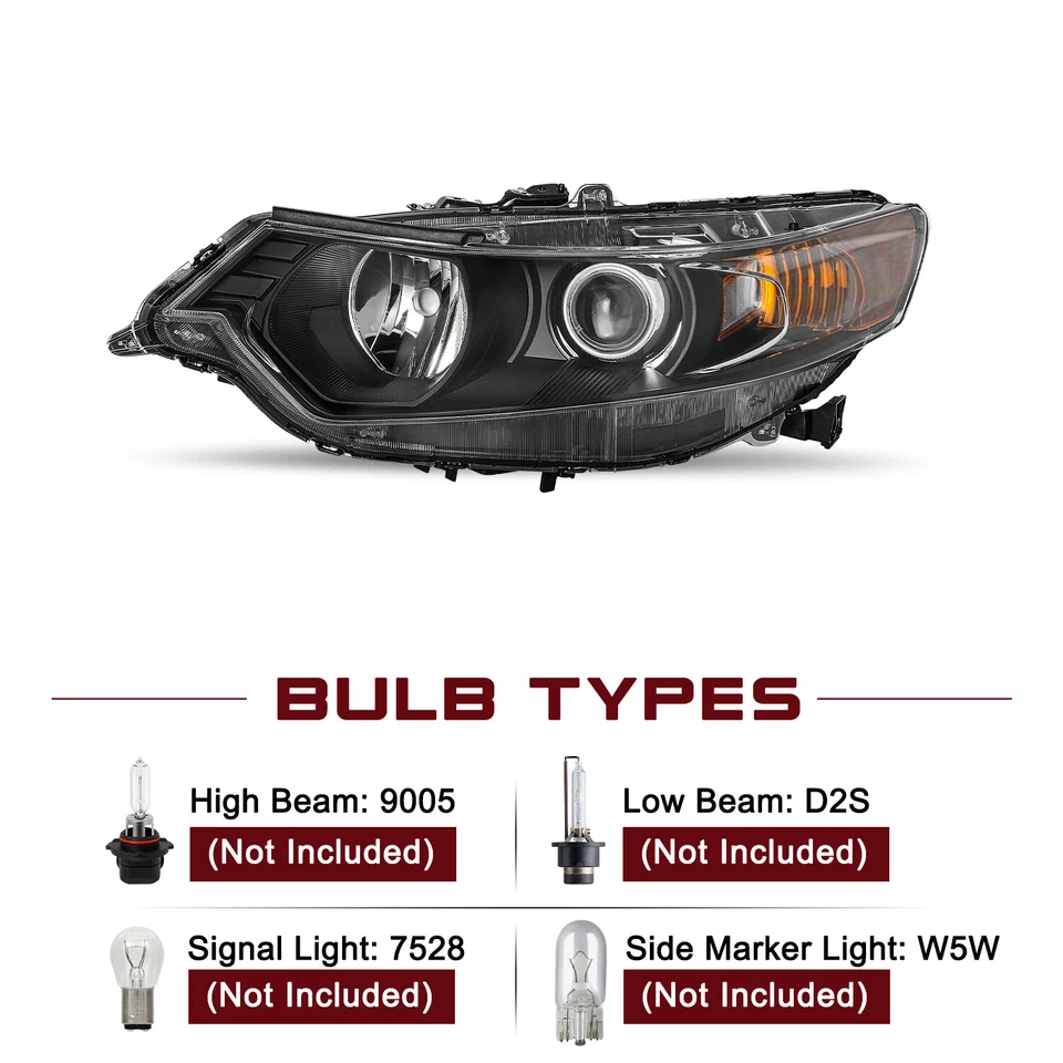 Conjunto de faros negros de xenón HID para Acura TSX 2009 2010 2011 2012 2013 2014  Foto 4 de 4