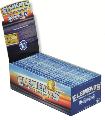 25 Pk Elements Ultra Thin Rice 1.5 Cigarette Rolling Papers 825 Leaves 8311-25
