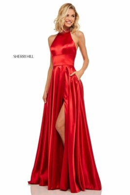 strapless open back dress SHERRI HILL - 56235 - MIKADO GOWN WITH 3D FLOWERS