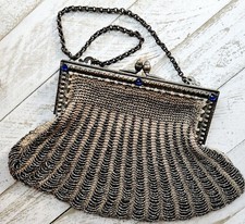 1920s Beaded Mesh Flapper Era Handbag 7.5" X 5"