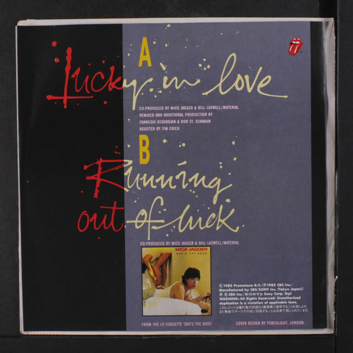 MICK JAGGER lucky in love (long ver / running out of luck) CBS/Sony 7