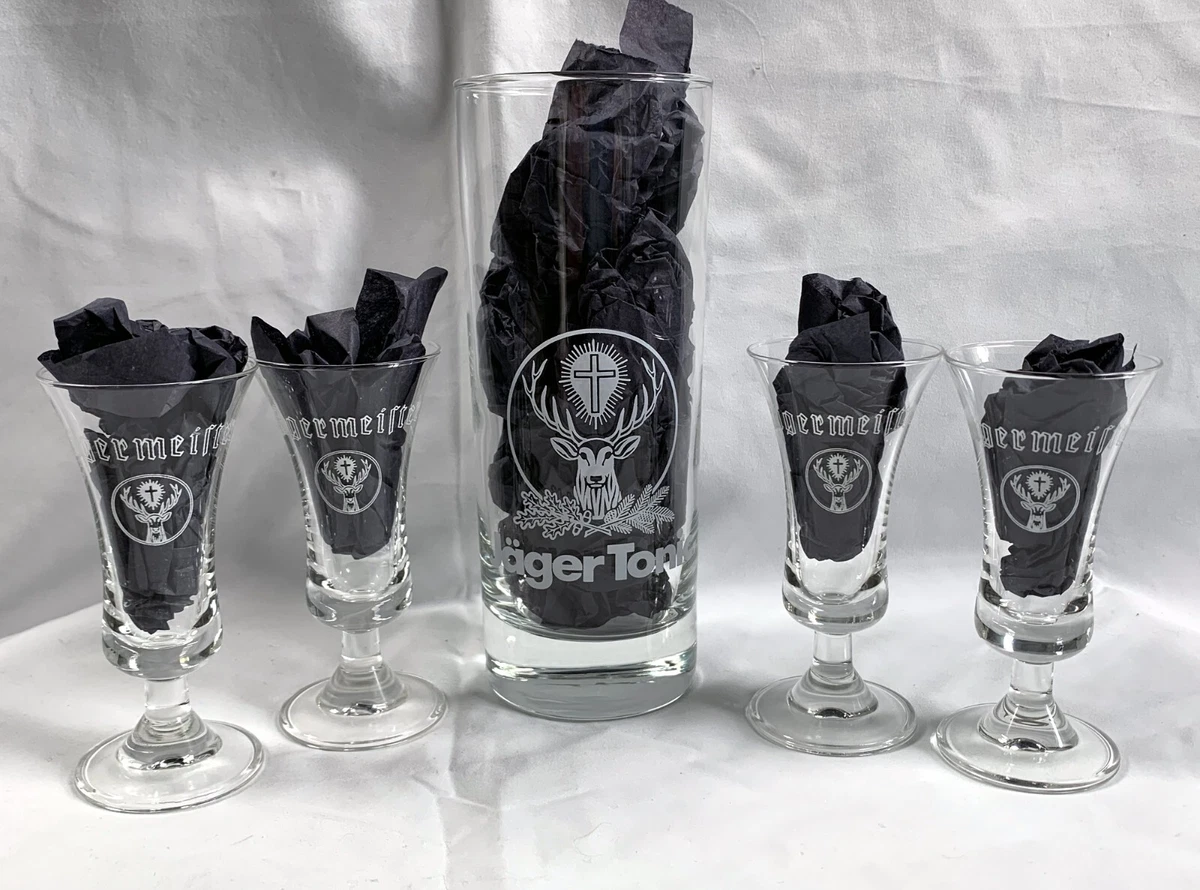New Jagermeister Jager Tonic Cocktail Glass 0 2 l VCA 4 Shot Glasses German