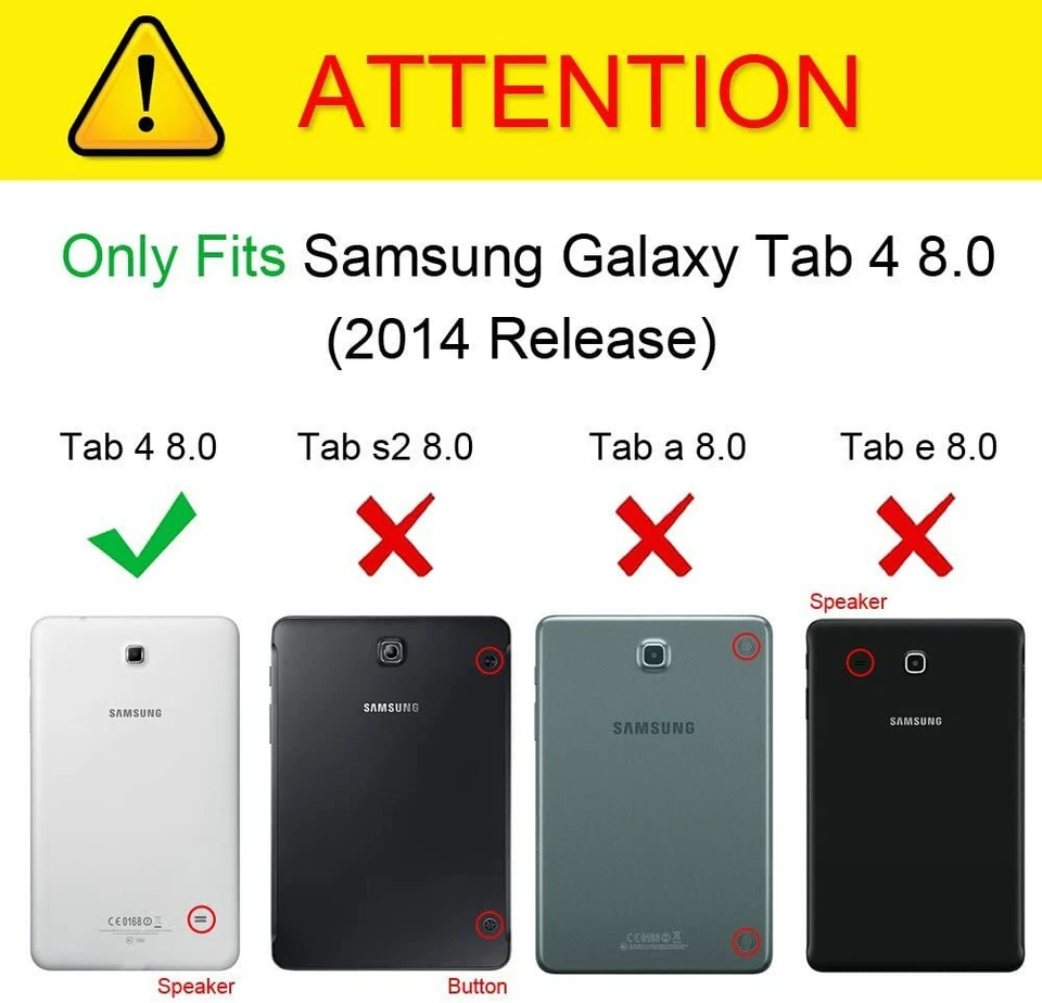 Funda Delgada para Samsung Galaxy Tab 4 8.0 2014 Soporte Cubierta Auto Sleep/Wake Foto 2 de 4