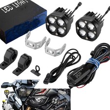 Pair Yellow White Motorcycle Led Spot Light Auxiliary Headlight Fog Driving Lamp