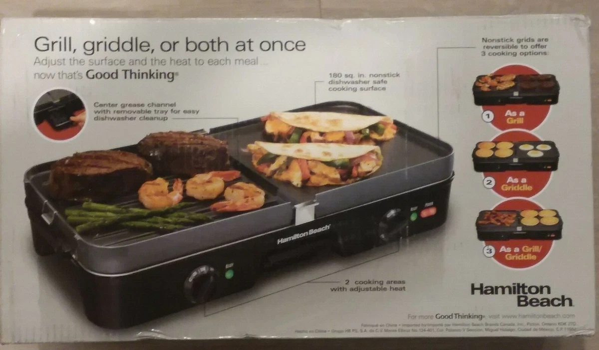 Hamilton Beach Electric Grill/Griddle Indoor Use-Model 38546-New in Box  705087259920