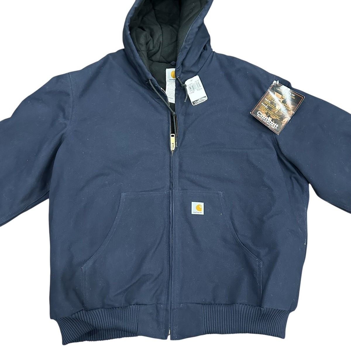 Vintage J140 DNY Dark Navy Hooded Carhartt Jacket Size XL NOS W