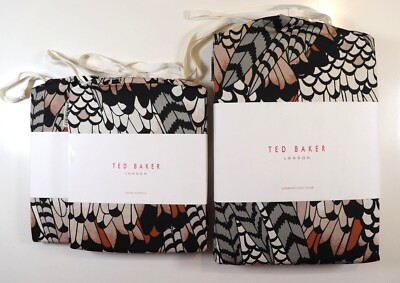 TED BAKER FEDERN BAUMWOLLE BETTWÄSCHE BETTBEZUG 2 KISSENBEZÜGE SET - DOPPEL