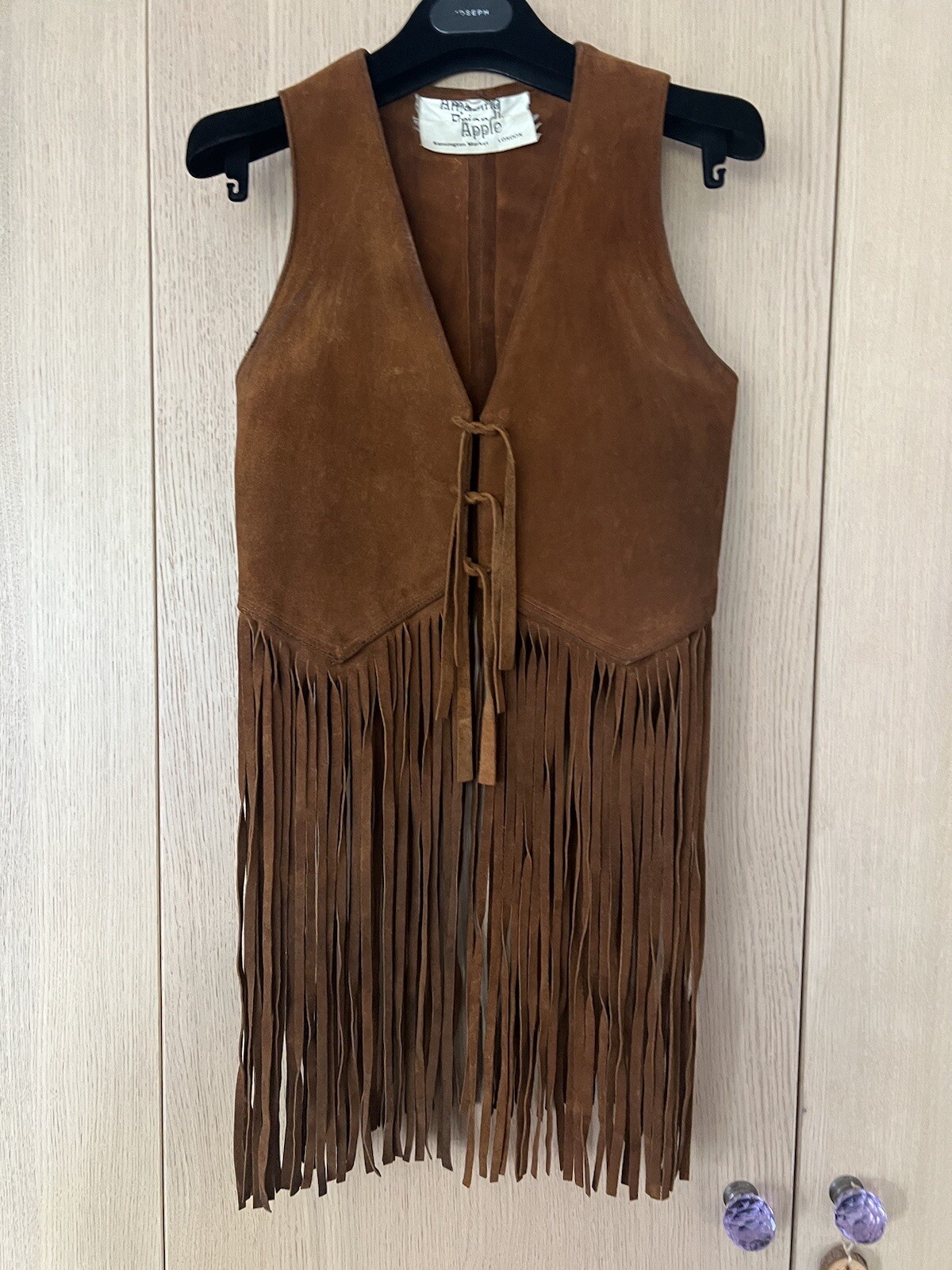 Vintage 1970s Tassel Fringe Waistcoat Vest Suede Boho Tan Brown Rust Kensington eBay