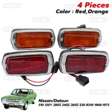 Side Marker Lamps RED+Amber SET For Nissan Datsun 510 120Y 280Z B210 1968 1973