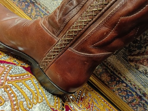 Womens COLE HAAN COUNTRY F2025 Brown Leather Cowboy Western Boots US Size 9.5 B - Picture 13 of 19