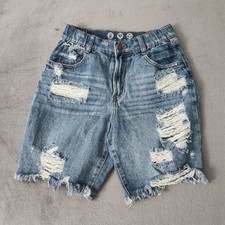 Rewash Shorts Women Size 5/27 Blue High Rise Raw Hem Cut-Off Distressed