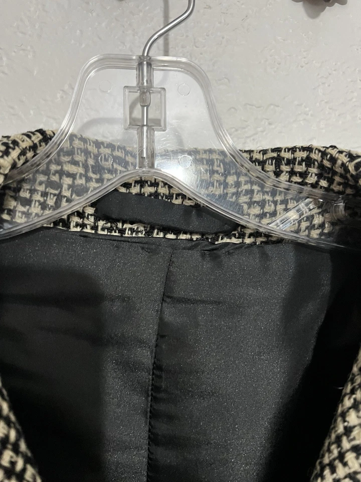 Vtg Tweed Cape Coat 1950s Blk What Houndstooth Audrey Hepburn Retro Mod M/L - Image 3 of 4