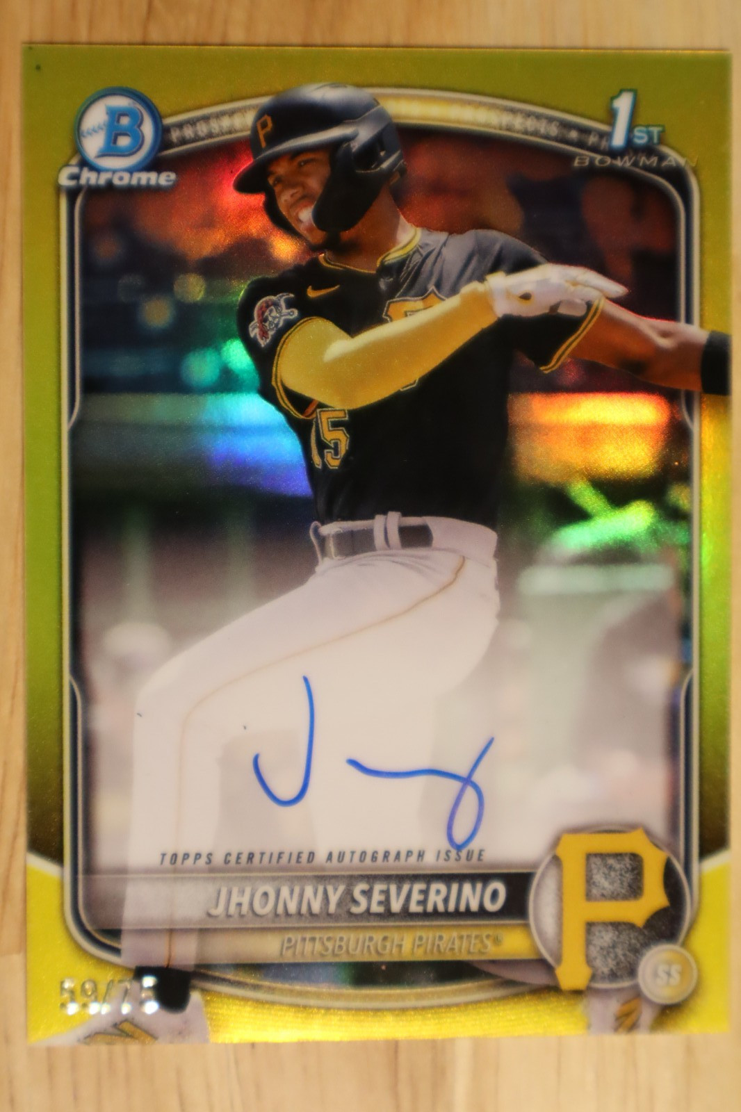 2025 Bowman Chrome Prospect Auto TRUE YELLOW Jhonny Severino 1st Draft /75