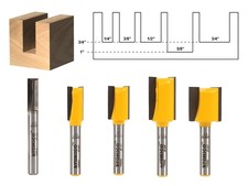 5 Bit Straight  Dado Router Bit Set - 1/4" Shank - Yonico 14522q