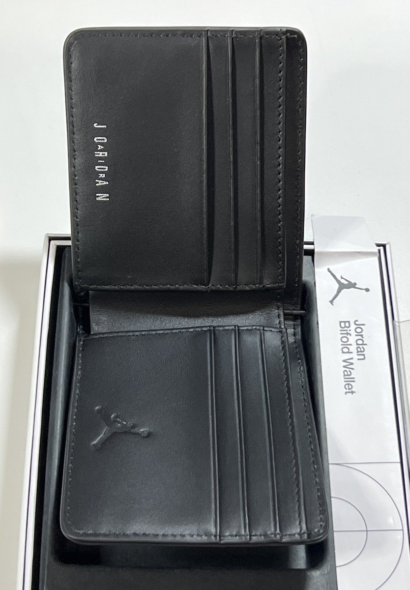 Nike Air Jordan Monogram Black Bifold Wallet Metallic Jumpman Logo