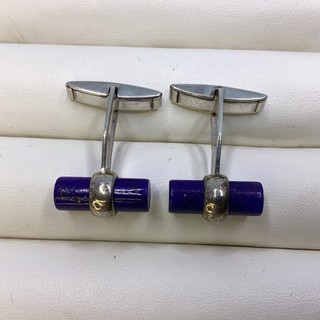 Sterling Silver & Lapis Lazuli Baton Cufflinks 8.72g (J) MO#8616