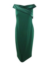 Lauren Ralph Lauren Women's Satin-Collar Cocktail Dress (10, Dark Fern)