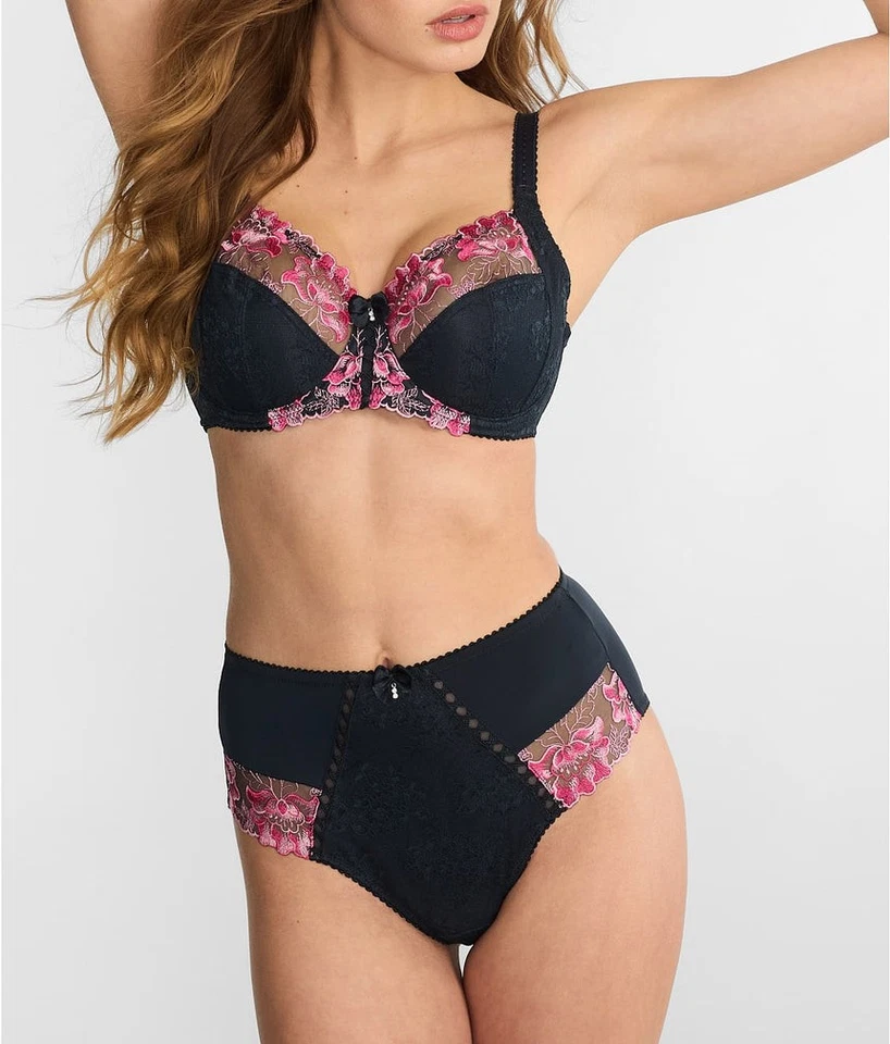 Sujetador Pour Moi PIZARRA/ROSA Sophia encaje bordado soporte lateral, EE. UU. 38J. UK 38GG Foto 4 de 4