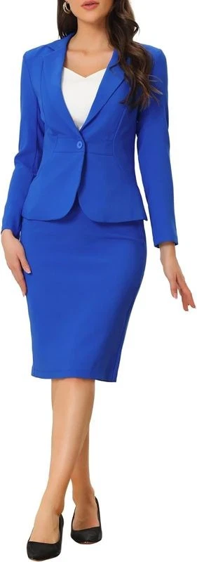 Allegra K Women two Piece Suit Pencil Skirt Business Long Sleeve Blazer outfit
