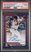Travis Bazzana - 2024 Bowman Draft Chrome 1st Purple Auto /250 Guardians PSA 9