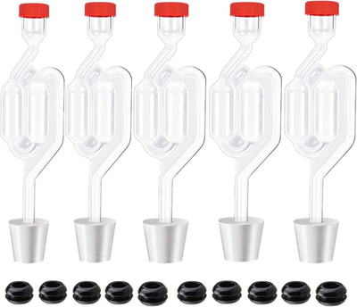 #ad 5Ct. S Shape Airlock with # 6 Stopper 5Pcs amp; Grommets 10PcsBubble Fermentatio $22.99